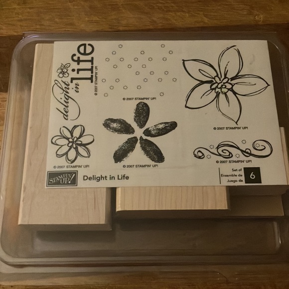 Stampin Up! “Delight in Life” stamp set. wooden blocks, new, unmounted set of 6 - Picture 2 of 4